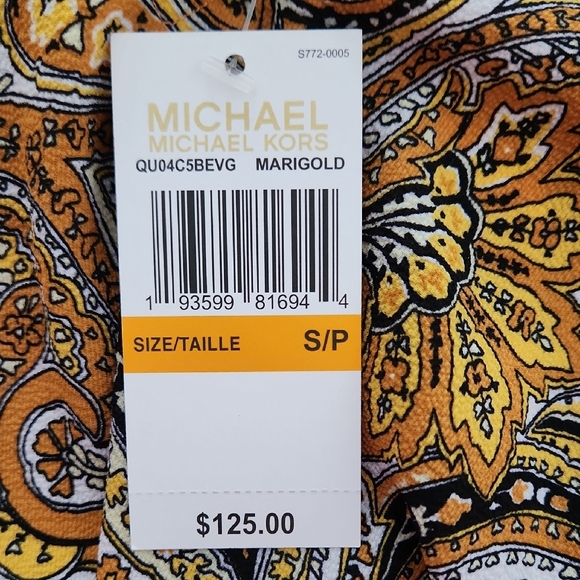 MICHAEL Michael Kors Paisley Short Sleeve Top - Gold and Black - Picture 11 of 11
